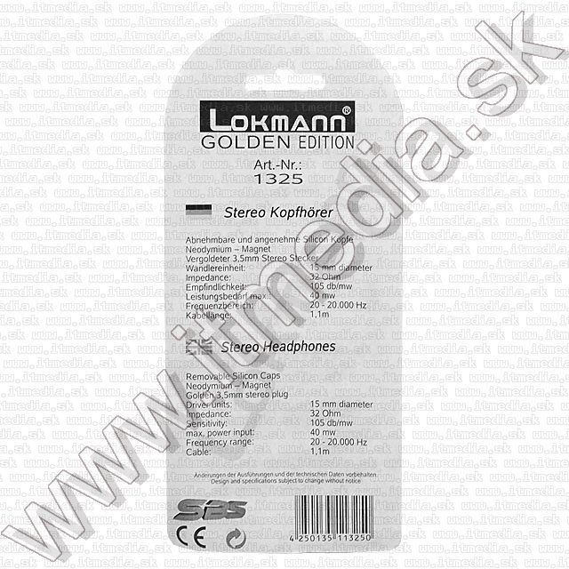 Image of Lokmann Earphone 1325 (IT8647)